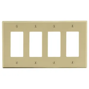 HUBBELL WIRING DEVICE-KELLEMS P264I Rocker Wall Plate, 4 Gangs, Standard, Ivory, Plastic | CJ3ERG 55KU28