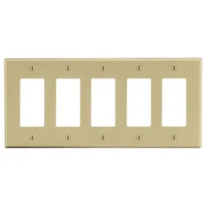 HUBBELL WIRING DEVICE-KELLEMS P265I Rocker Wall Plate, 5 Gangs, Standard, Ivory, Plastic | CJ3ERA 55KT88