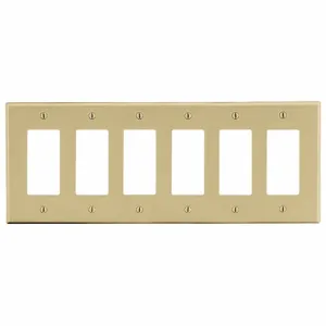 HUBBELL WIRING DEVICE-KELLEMS P266I Rocker Wall Plate, 6 Gangs, Standard, Ivory, Plastic | CJ3ERT 55KT90