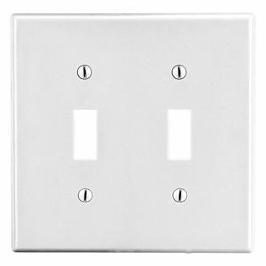 HUBBELL WIRING DEVICE-KELLEMS P2W Toggle Switch Wall Plate, 2 Gangs, White, Plastic | CJ3QLE 55KT17