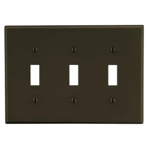 HUBBELL WIRING DEVICE-KELLEMS P3 Toggle Switch Wall Plate, 3 Gangs, Light Almond, Plastic | CJ3QKN 55KT18