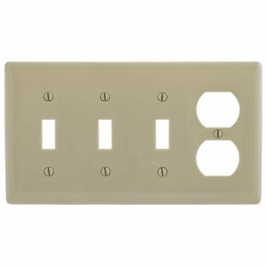 HUBBELL WIRING DEVICE-KELLEMS P38I Toggle Switch Wall Plate, Ivory, 4 Gangs | CJ3QKB 55KT74