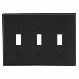 HUBBELL WIRING DEVICE-KELLEMS P3BK Toggle Switch Wall Plate, 3 Gangs, Black, Plastic | CJ3QKH 55KT76