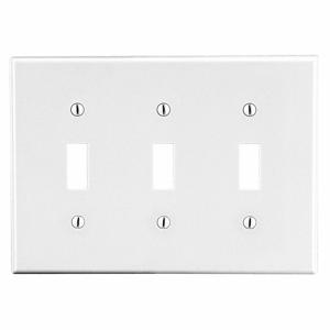 HUBBELL WIRING DEVICE-KELLEMS P3W Toggle Switch Wall Plate, 3 Gangs, White, Plastic | CJ3QKM 55KT20