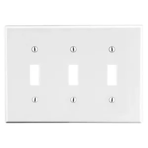 HUBBELL WIRING DEVICE-KELLEMS P3W Toggle Switch Wall Plate, 3 Gangs, White, Plastic | CJ3QKM 55KT20