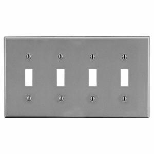 HUBBELL WIRING DEVICE-KELLEMS P4GY Toggle Switch Wall Plate, 4 Gangs, Gray, Plastic | CJ3QKR 55KT21
