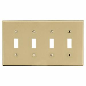 HUBBELL WIRING DEVICE-KELLEMS P4I Toggle Switch Wall Plate, 4 Gangs, Ivory, Plastic | CJ3QLB 55KT22