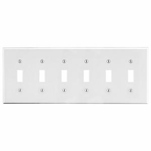 HUBBELL WIRING DEVICE-KELLEMS P6W Toggle Switch Wall Plate, 6 Gangs, White, Plastic | CJ3QKY 55KT27