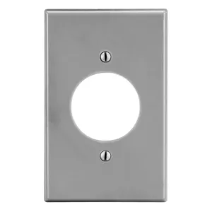 HUBBELL WIRING DEVICE-KELLEMS P720GY Single Receptacle Wall Plate, Gray, 1 Gang | CH6QZM 55KU17