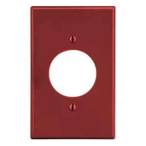 HUBBELL WIRING DEVICE-KELLEMS P720R Single Receptacle Wall Plate, 1 Gangs, Red, Plastic | CJ3JHR 55KU32