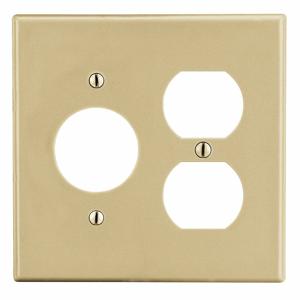 HUBBELL WIRING DEVICE-KELLEMS P78I Duplex Receptacle Wall Plate, 2 Gangs, Ivory, Plastic, Smooth | CJ2AZZ 55KT80