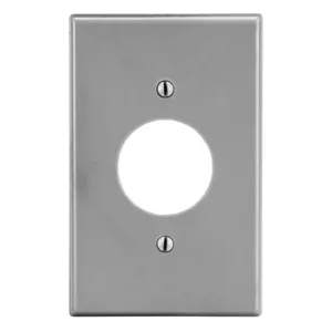 HUBBELL WIRING DEVICE-KELLEMS P7GY Single Receptacle Wall Plate, 1 Gangs, Gray, Plastic, Smooth | CJ3JHT 55KT30