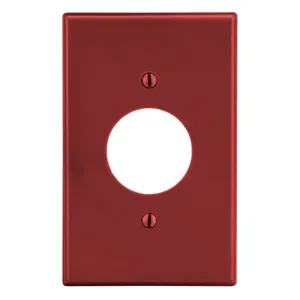 HUBBELL WIRING DEVICE-KELLEMS P7R Single Receptacle Wall Plate, Red, 1 Gang | CH6QZN 55KT32