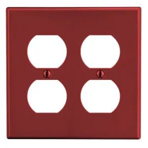 HUBBELL WIRING DEVICE-KELLEMS PJ82R Duplex Receptacle Wall Plate, Red, 2 Gangs | CH6RDZ 55KT63