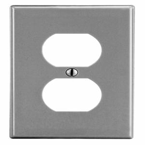 HUBBELL WIRING DEVICE-KELLEMS P8GY Duplex Receptacle Wall Plate, Gray, 1 Gang | CH6QZV 55KT42