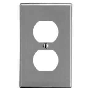 HUBBELL WIRING DEVICE-KELLEMS P8GY Duplex Receptacle Wall Plate, Gray, 1 Gang | CH6QZV 55KT42