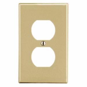 HUBBELL WIRING DEVICE-KELLEMS P8I Duplex Receptacle Wall Plate, 1 Gang, Ivory, Plastic | CJ2AZT 55KT43