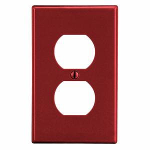 HUBBELL WIRING DEVICE-KELLEMS P8R Duplex Receptacle Wall Plate, 1 Gang, Red, Plastic | CJ2AZM 55KT45