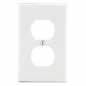 HUBBELL WIRING DEVICE-KELLEMS P8W Duplex Receptacle Wall Plate, 1 Gang, White, Plastic | CJ2AZR 55KT46