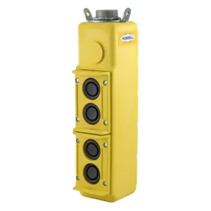 HUBBELL WIRING DEVICE-KELLEMS PBS4 Pendant Control Station, Four Button, 250 VAC, Yellow | CE6TTY