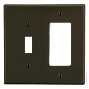 HUBBELL WIRING DEVICE-KELLEMS PJ126 Toggle Switch/Rocker Wall Plate, 2 Gangs, Mid Size, Light Almond | CJ3QLU 55KU13