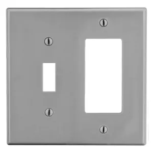 HUBBELL WIRING DEVICE-KELLEMS PJ126GY Toggle Switch/Rocker Wall Plate, Gray, 2 Gangs | CH6RDP 55KU25