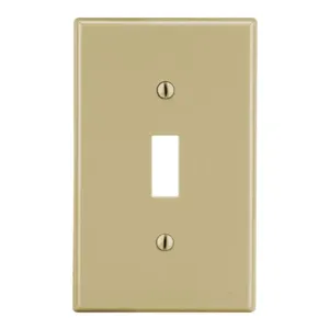 HUBBELL WIRING DEVICE-KELLEMS PJ1I Toggle Switch Wall Plate, 1 Gangs, Mid Size, Ivory, Plastic | CJ3QKC 55KT51