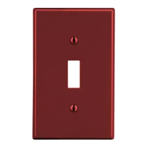 HUBBELL WIRING DEVICE-KELLEMS PJ1R Toggle Switch Wall Plate, Red, 1 Gang | CH6RDT 55KU37