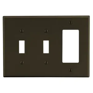 HUBBELL WIRING DEVICE-KELLEMS PJ226 Toggle Switch/Rocker Wall Plate, 3 Gangs, Mid Size, Light Almond | CJ3QLV 55KU14