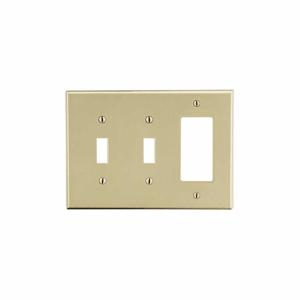 HUBBELL WIRING DEVICE-KELLEMS PJ226I Kippschalter/Wippe-Wandplatte, 3 Gang, mittlere Größe, Elfenbein, Kunststoff | CJ3QLX 55KT53