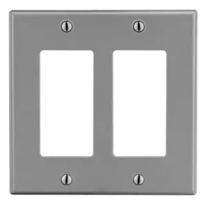 HUBBELL WIRING DEVICE-KELLEMS P262GY Rocker Wall Plate, 2 Gangs, Standard, Gray, Plastic | CJ3ERR 55KR98