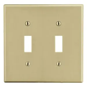 HUBBELL WIRING DEVICE-KELLEMS P2I Toggle Switch Wall Plate, 2 Gangs, Ivory, Plastic | CJ3QKV 55KT15