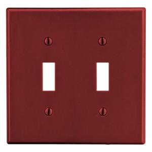 HUBBELL WIRING DEVICE-KELLEMS P2R Toggle Switch Wall Plate, 2 Gangs, Red, Plastic | CJ3QKD 55KT16