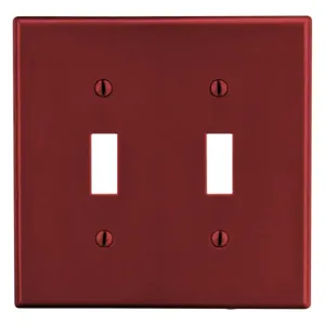 HUBBELL WIRING DEVICE-KELLEMS PJ2R Toggle Switch Wall Plate, Red, 2 Gangs | CH6RDY 55KU38