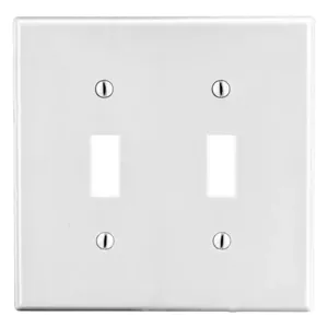 HUBBELL WIRING DEVICE-KELLEMS P2W Toggle Switch Wall Plate, 2 Gangs, White, Plastic | CJ3QLE 55KT17