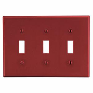 HUBBELL WIRING DEVICE-KELLEMS PJ3R Kippschalter-Wandplatte, 3 Gang, mittlere Größe, rot, Kunststoff | CJ3QKL 55KT83