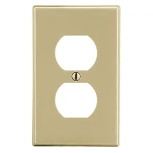 HUBBELL WIRING DEVICE-KELLEMS PJ8I Duplex Receptacle Wall Plate, Ivory, 1 Gang | CH6REB 55KT65