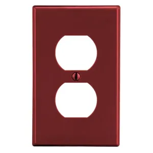 HUBBELL WIRING DEVICE-KELLEMS PJ8R Duplex Receptacle Wall Plate, Red, 1 Gang | CH6REC 55KT66