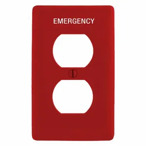 HUBBELL WIRING DEVICE-KELLEMS PJ8RMEV Duplex Receptacle Wall Plate, Red, 1 Gang | CH6RED 55KT67