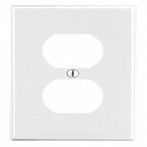 HUBBELL WIRING DEVICE-KELLEMS PJ8W Duplex Receptacle Wall Plate, White, 1 Gang | CH6REE 55KT68