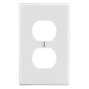 HUBBELL WIRING DEVICE-KELLEMS PJ8W Duplex Receptacle Wall Plate, White, 1 Gang | CH6REE 55KT68