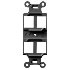 HUBBELL WIRING DEVICE-KELLEMS Q106B Outlet Frame, Duplex 106, 4-Port, Black | BD2JJK