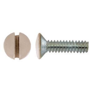 HUBBELL WIRING DEVICE-KELLEMS RA12ALPK100 Wall Plate Screw, 1/2 Inch, Almond, Pack Of 100 | CE6RWP