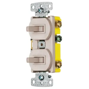 HUBBELL WIRING DEVICE-KELLEMS RC101AL Toggle Switch, 15A, 120VAC, Self Grounding, Side Wired, Brown | CE6RUC