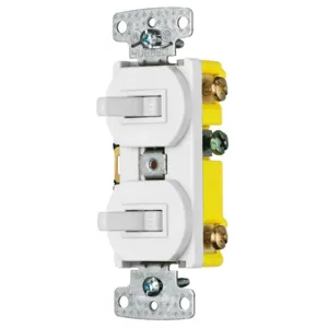 HUBBELL WIRING DEVICE-KELLEMS RC101W Toggle Switch, 15A, 120VAC, Self Grounding, Side Wired, White | BD2DNU