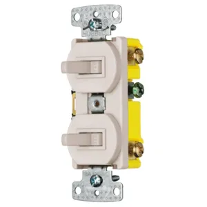 HUBBELL WIRING DEVICE-KELLEMS RC303LA Toggle Switch, 15A, 120VAC, Self Grounding, Side Wired, Light Almond | BD4XYK