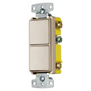 HUBBELL WIRING DEVICE-KELLEMS RCD101AL Rocker Switch, Single Pole, 15A, 120VAC, Side Wired, Almond | CE6RUK