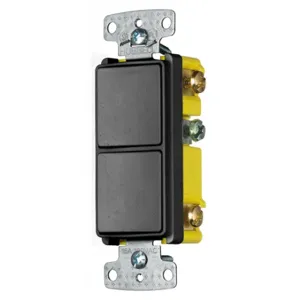 HUBBELL WIRING DEVICE-KELLEMS RCD303BK Rocker Switch, Three Way, 15A, 120VAC, Side Wired, Black | BD6BVP