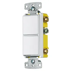 HUBBELL WIRING DEVICE-KELLEMS RCD101W Rocker Switch, Single Pole, 15A, 120VAC, Side Wired, White | BC9EGH