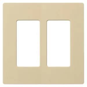 HUBBELL WIRING DEVICE-KELLEMS RCW2I Wallplate, Non-Metallic, 2-Gang, 2 Decorator Opening, Snap-On, Ivory | BD6BVQ